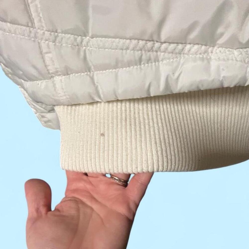 Fubu large vintage white short parka jacket w faux fur hood y2k funnel neck - Picture 7 of 7